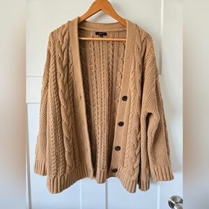 Quince Oversized Cable Knit Cardigan